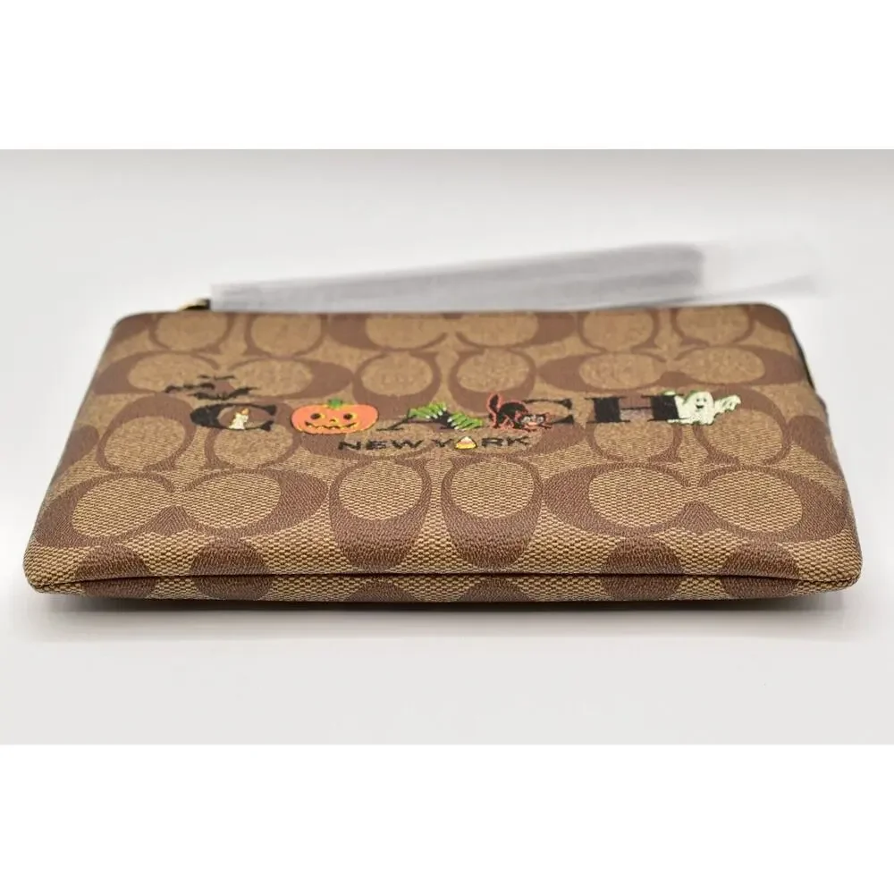 Coach HALLOWEEN Wristlet Bag Cards ID XL Phone Case Witch Bats Cat Pumpkin NEW